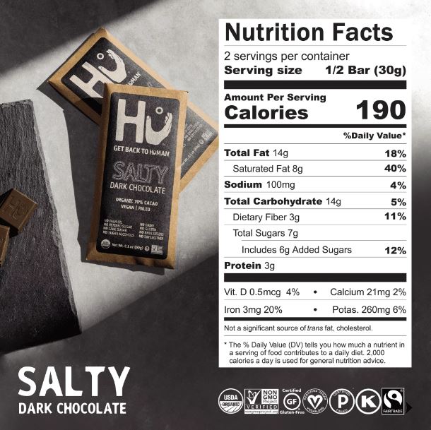 Hu Organic Salty Dark Chocolate Bar 2.1oz