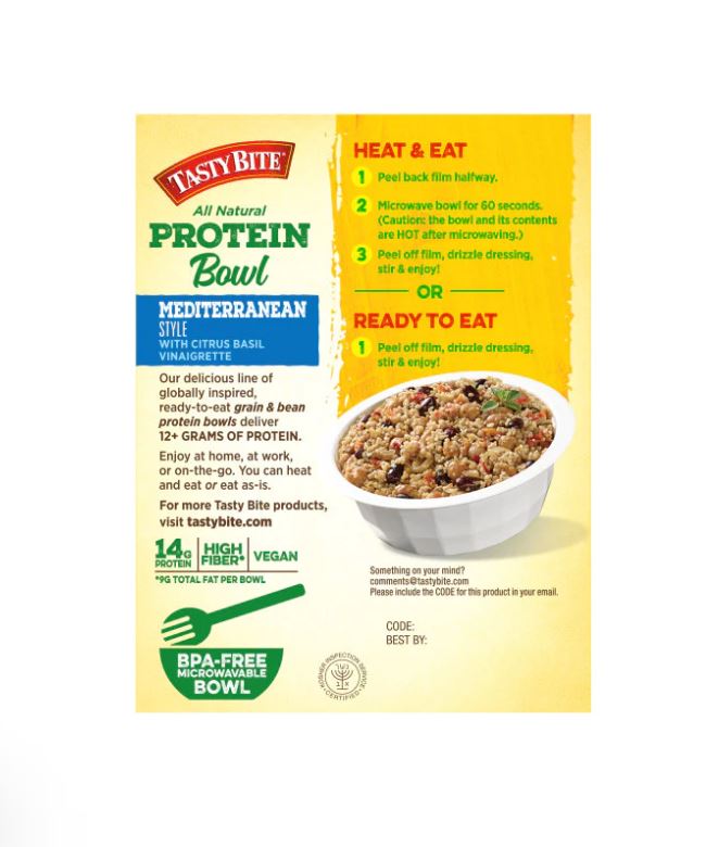 Tasty Bites Protein Bowl Mediterranean 8.8oz