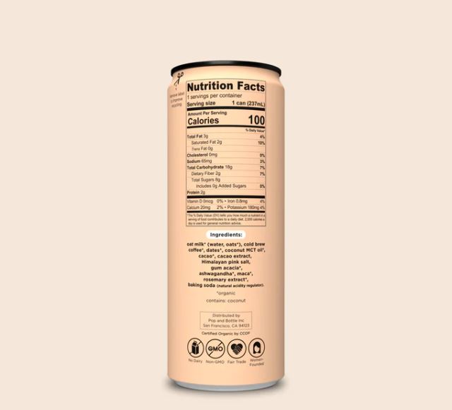 Pop & Bottle Oat Milk Latte Mocha 8oz