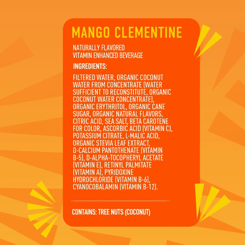 Roar Organic Mango Clementine Electrolyte Water 18oz