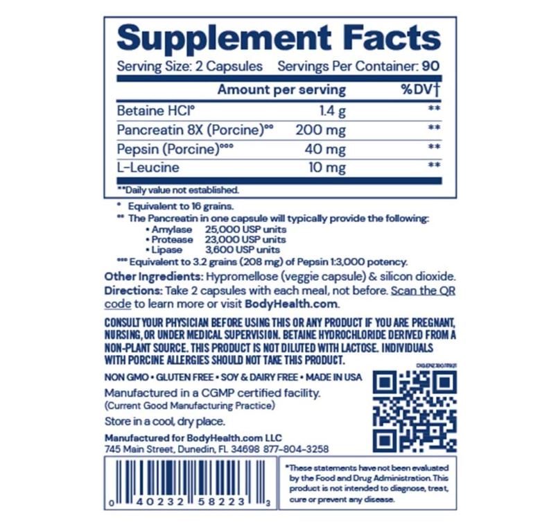 BodyHealth Eliminate Digestive Support Supplements 100 CT