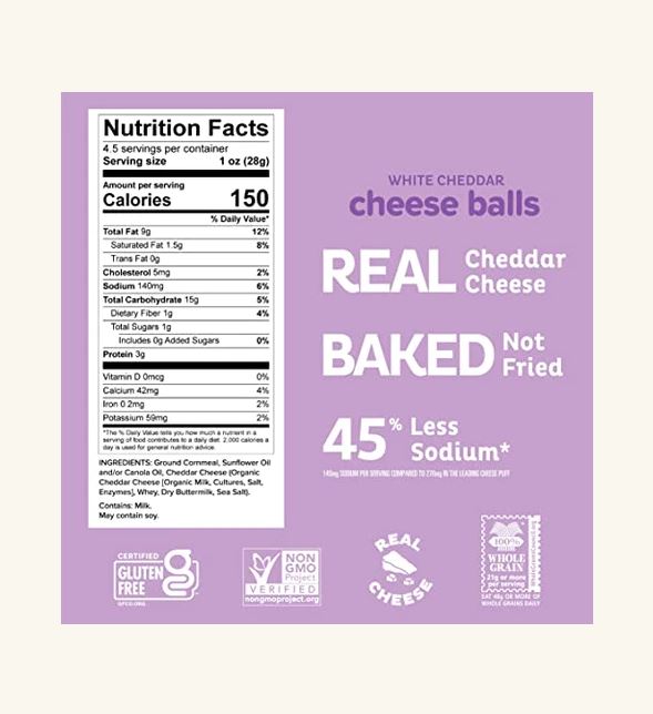 Pipcorn White Cheddar Cheese Balls 4.5oz
