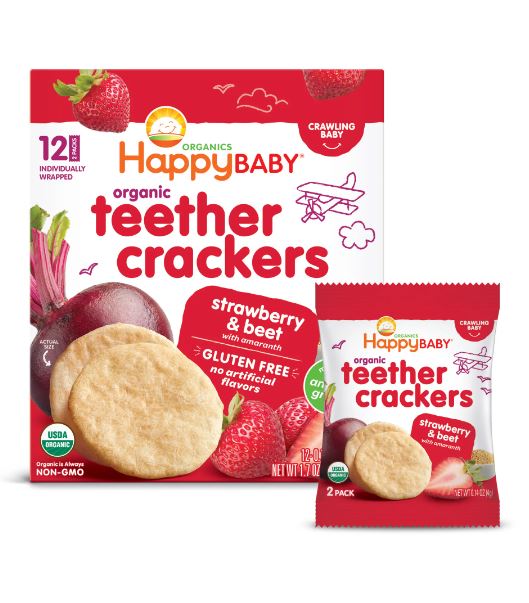 Happy Baby Organic Teether Crackers Strawberry Beet 1.69oz