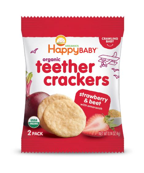 Happy Baby Organic Teether Crackers Strawberry Beet 1.69oz
