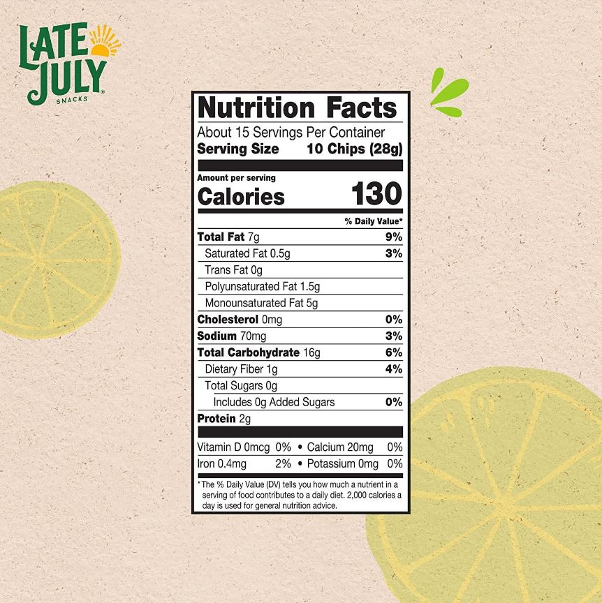Late July Snacks Organic Tortilla Chips Party Size Sea Salt and Lime 14.75oz