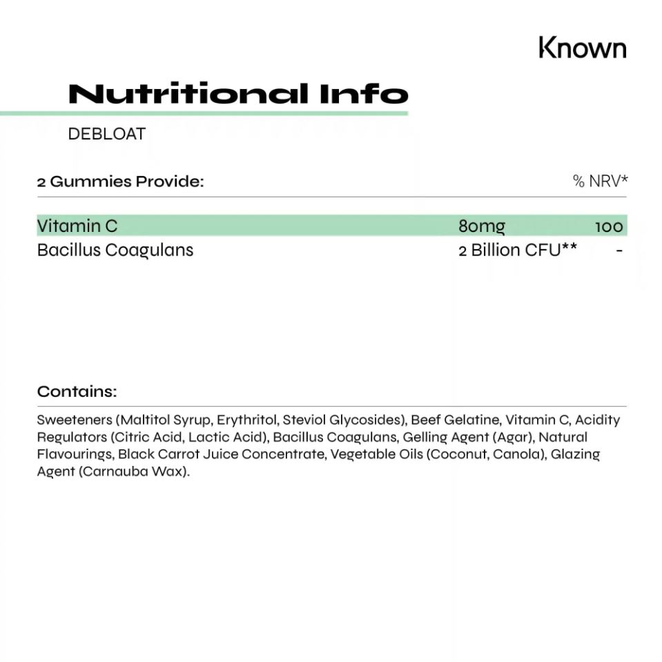 Known Debloat Gummies 60ct