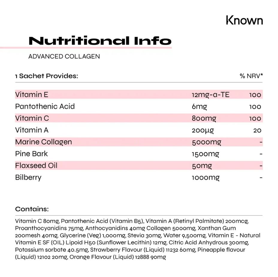 Known Advanced Collagen Sachets 14 Pack