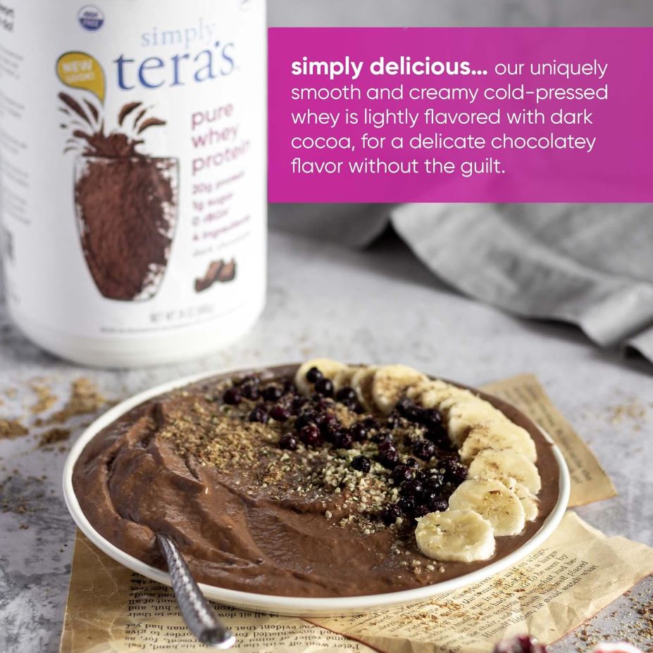 Simply Tera's Dark Chocolate Whey Protein rBGH Free 12oz
