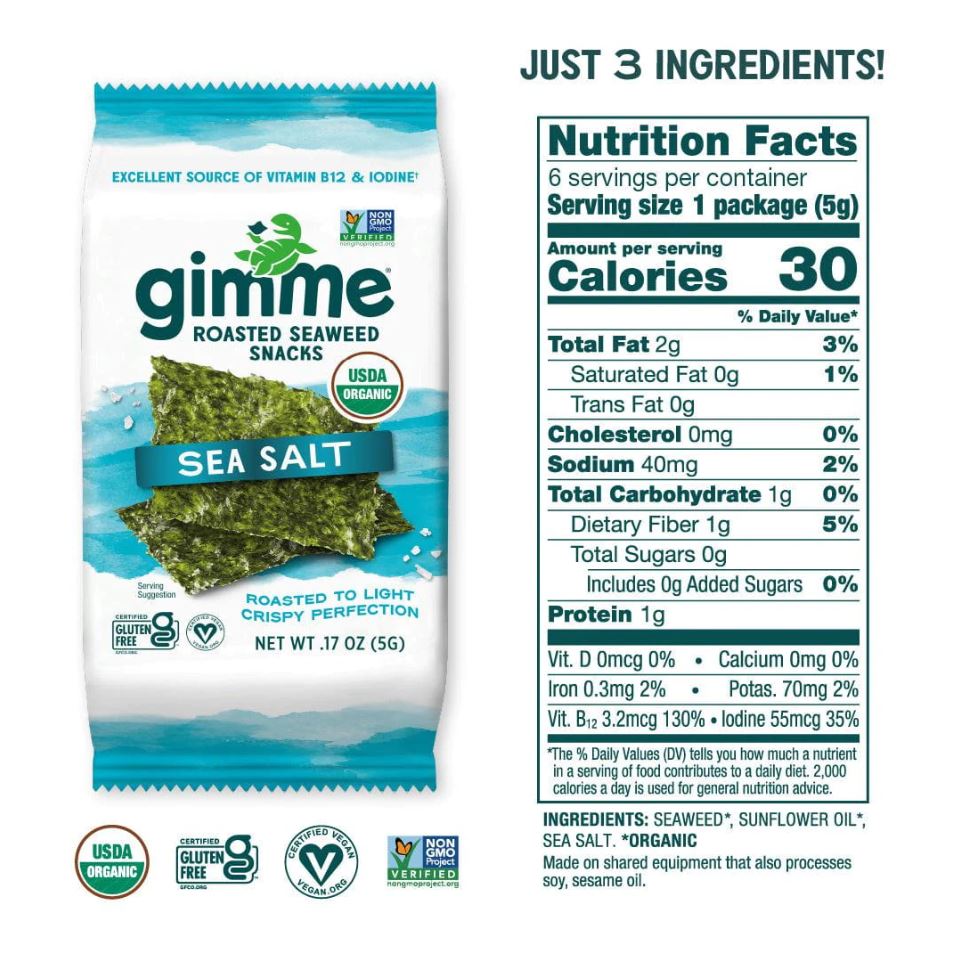 Gimme Seaweed Snacks Organic Sea Salt 0.17oz