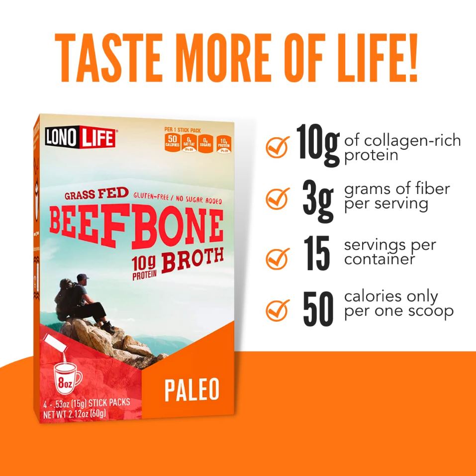 LonoLife Beef Bone Broth Sticks 4 Pack 2.12oz