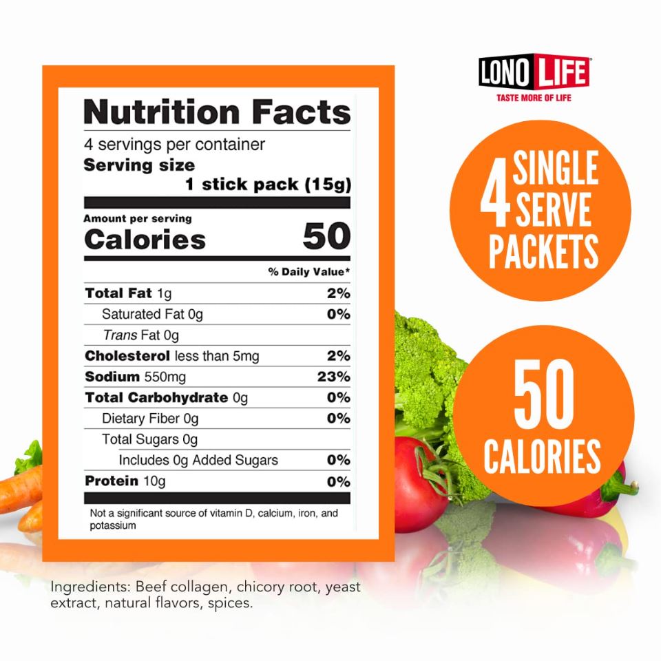 LonoLife Beef Bone Broth Sticks 4 Pack 2.12oz