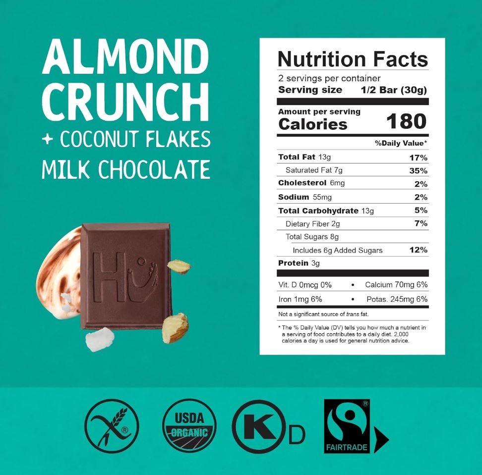 Hu Almond Crunch Milk Chocolate Coconut Flakes Bar 2.1oz