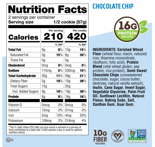  Lenny & Larry's Complete Cookie Chocolate Chip 4oz                    