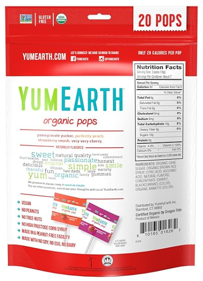  Yumearth Organic Fruit Lollipops 4.2oz                   