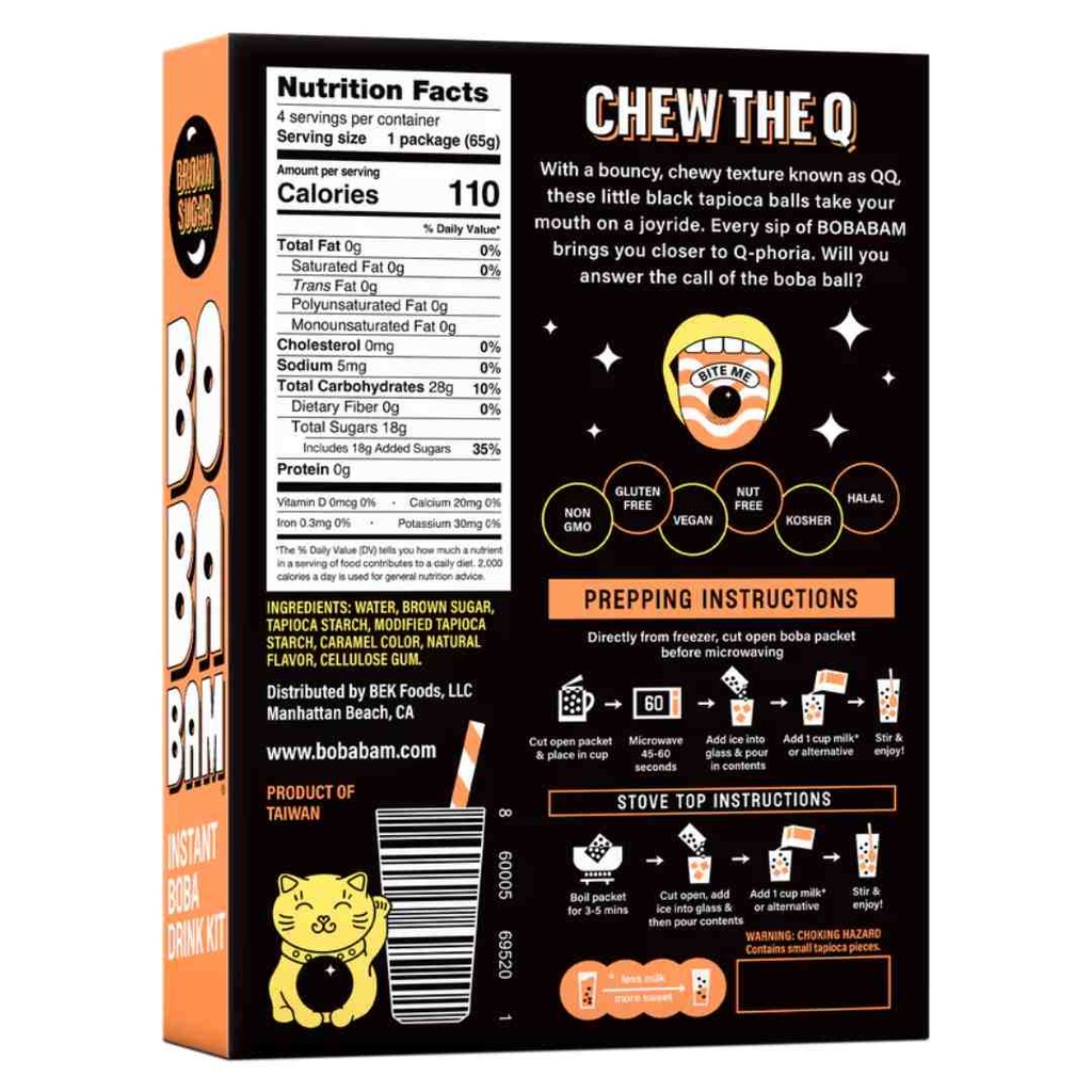 Bobabam Instant Boba Drink Kit Brown Sugar 9.2oz