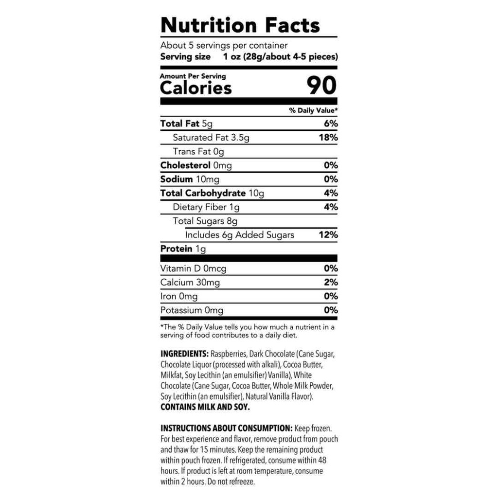 Tru Fru Frozen Raspberries In White & Dark Chocolate 5oz