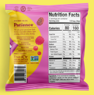 Patience Fruit & Co Organic Sour Raspberry Pouch 2.12oz