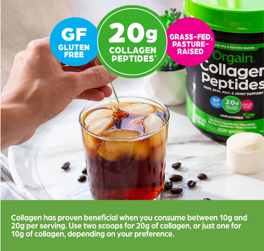 Orgain Organic Unflavoured Grass Fed Collagen Peptides Powder 16oz.