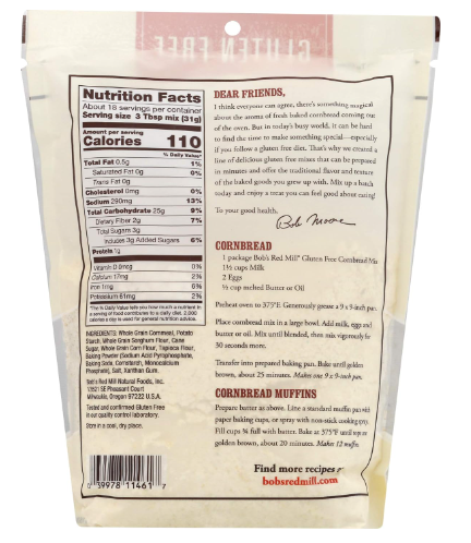 Bob's Red Mill Gluten Free Cornbread Mix 20oz.