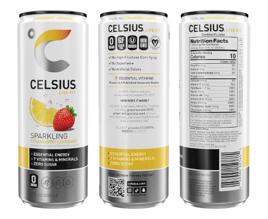 Celsius Sparkling Strawberry Lemonade Drink 12 Fl. oz.