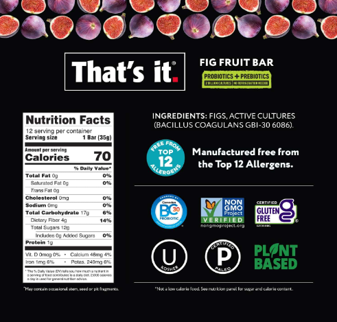 That's It Probiotic Fig Fruit Bar 1.2oz.