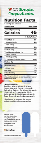 Jonny Pops Organic Blue Wave Ice Pops 14.8oz.