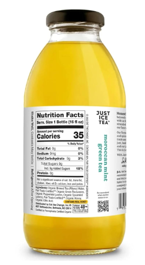 Just Ice Tea Organic Moroccan Mint Green Tea 16oz.