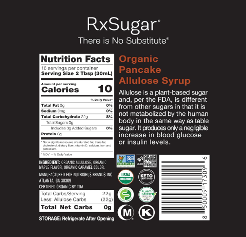 Rxsugar Organic Maple Flavored Syrup 16oz.