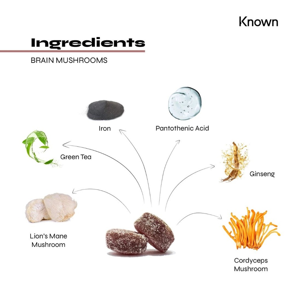 Known Brain Mushrooms Vegan Gummies 60CT