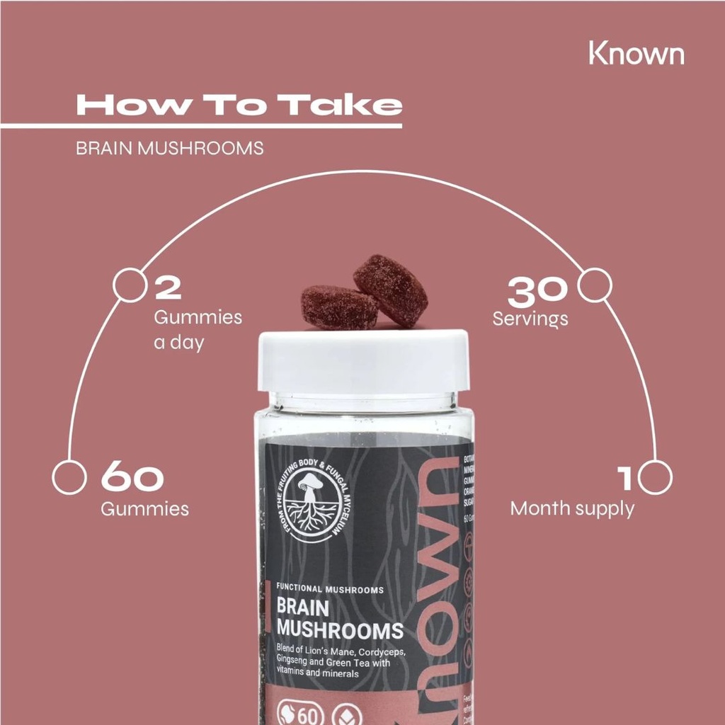 Known Brain Mushrooms Vegan Gummies 60CT
