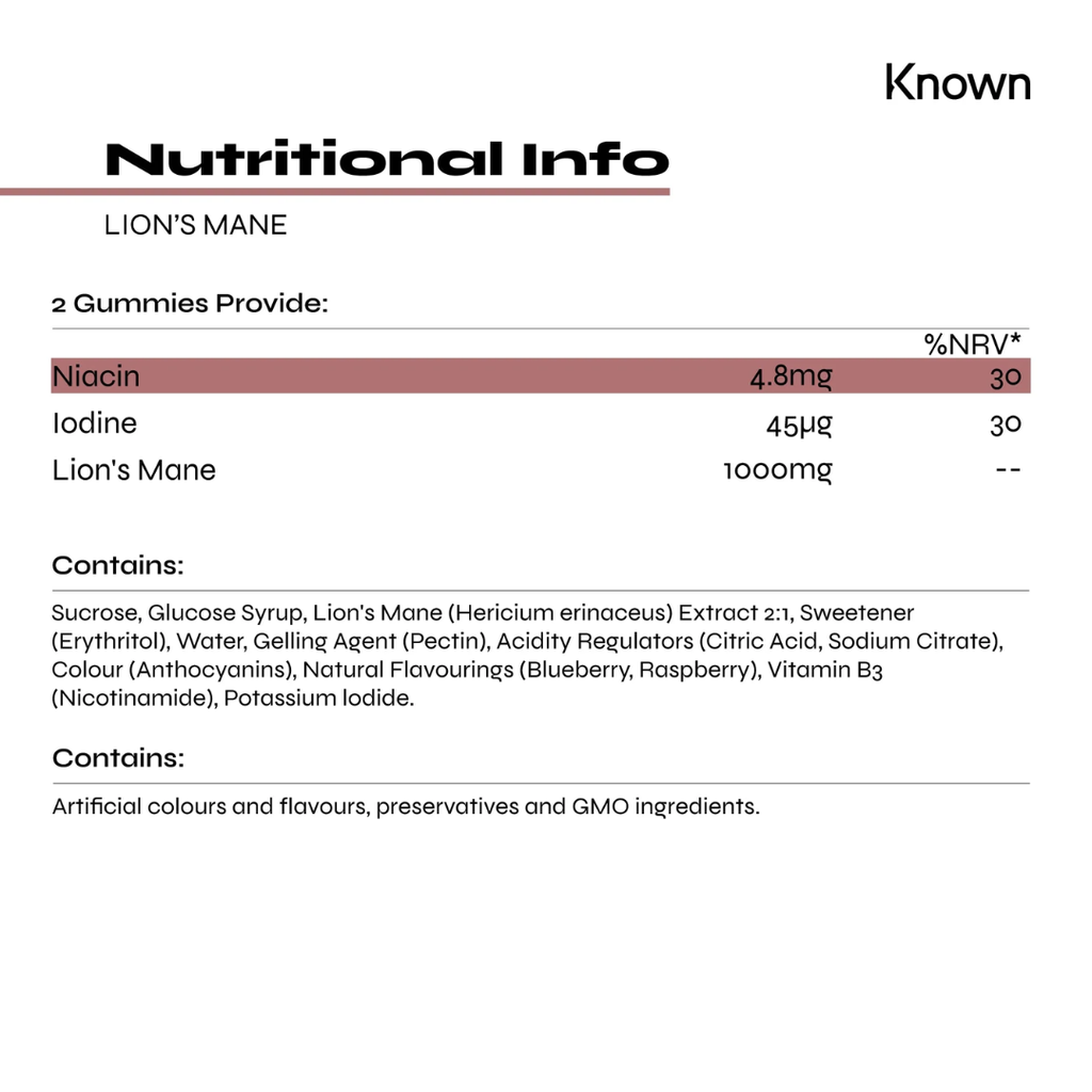 Known Lion's Mane Plus Vegan Gummies 60CT