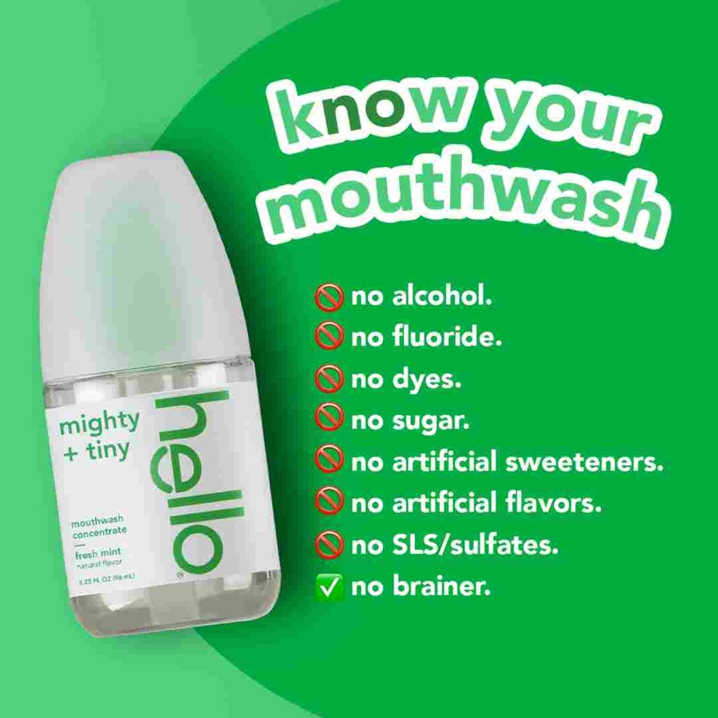 Hello Mouthwash Concentrate Fresh Mint 3.25oz