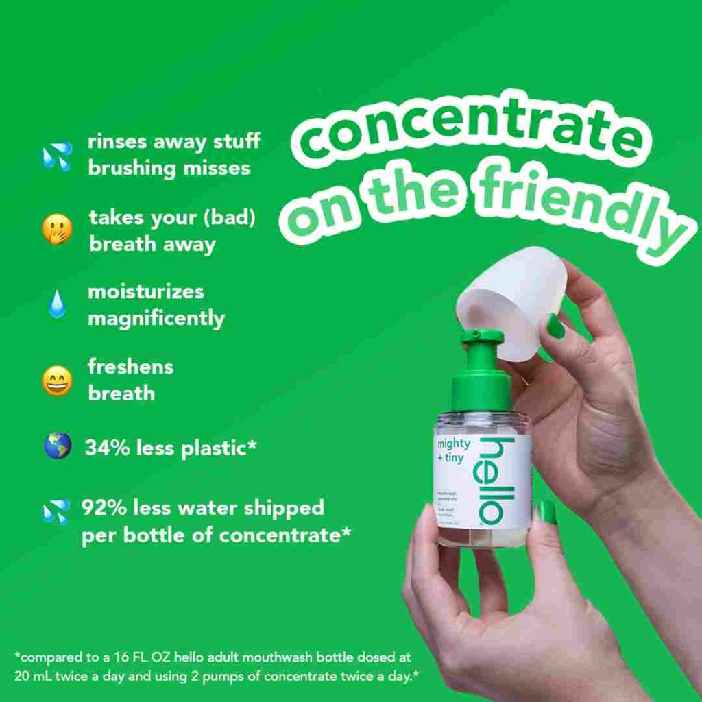 Hello Mouthwash Concentrate Fresh Mint 3.25oz