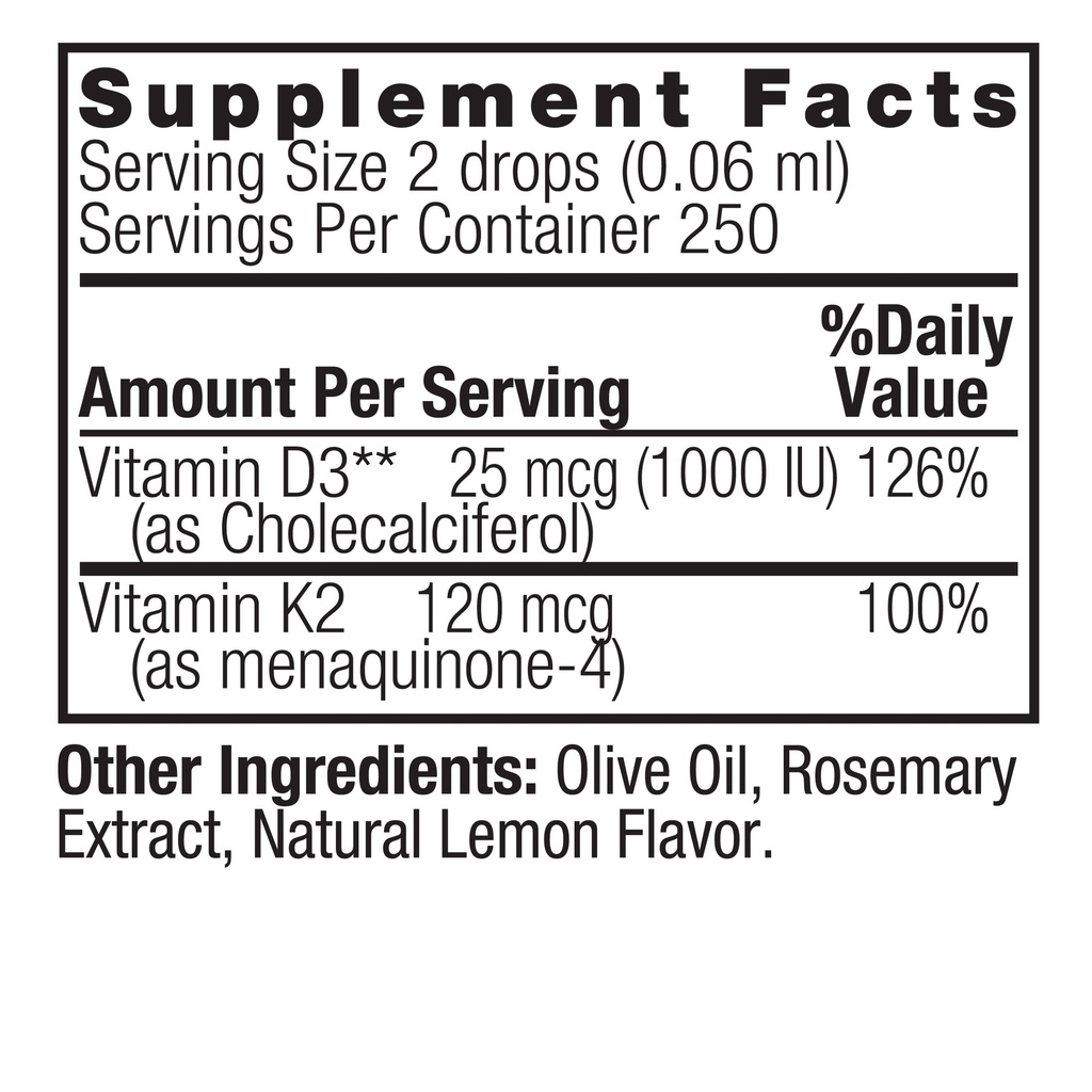 Nature's Answer Vitamin D3 & K2 Drops 0.5oz