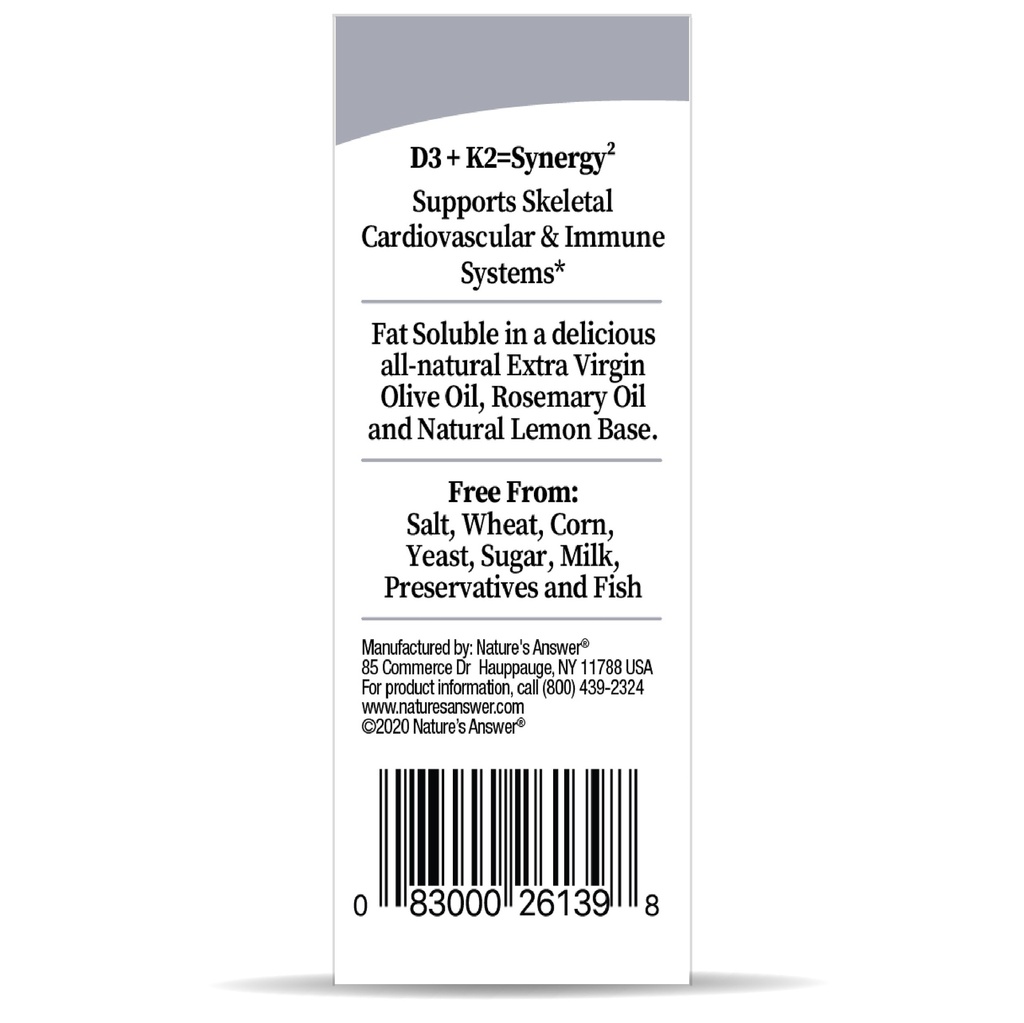 Nature's Answer Vitamin D3 & K2 Drops 0.5oz