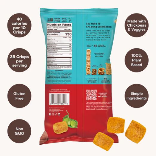 Biena Tasty Thins Chickpeas And Veggies Crisps Hawaiian BBQ 4oz