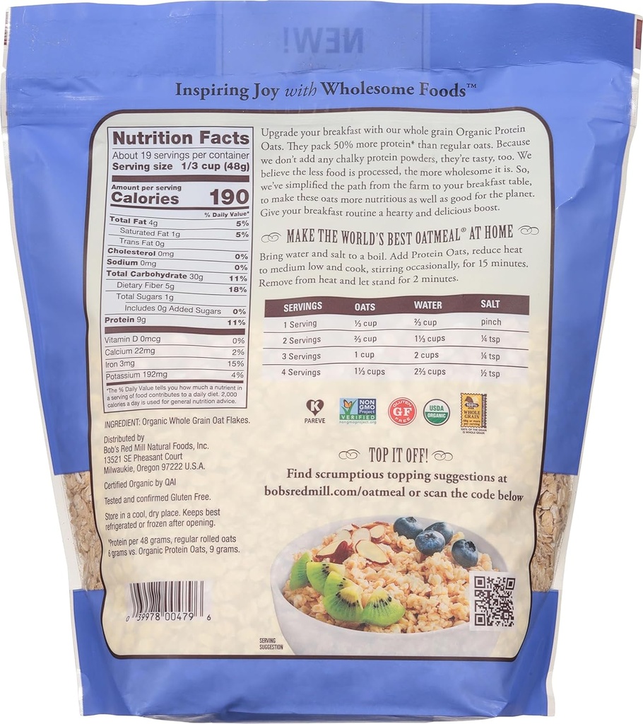 Bob's Red Mill Organic & Gluten Free Protein Oats 32oz