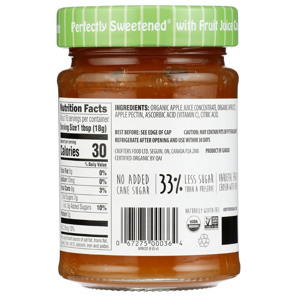 Crofter's Organic Apricot Fruit Spread 10oz