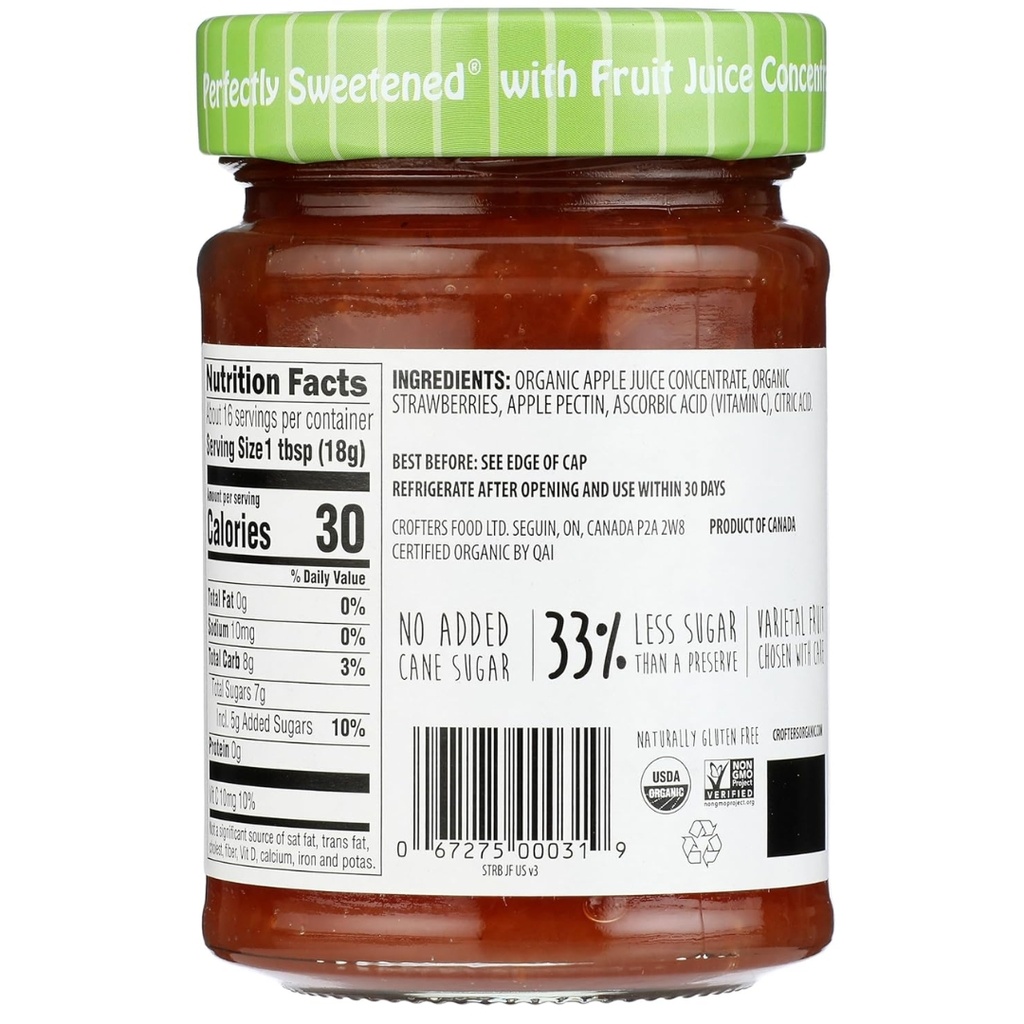 Crofter's Organic Strawberry Fruit Spread 10oz
