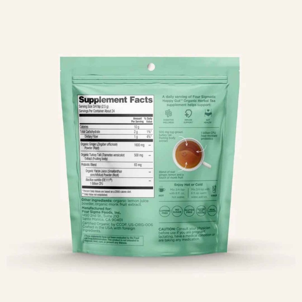 Four Sigmatic Happy Gut Ginger & Lemon Herbal Tea 2.12oz