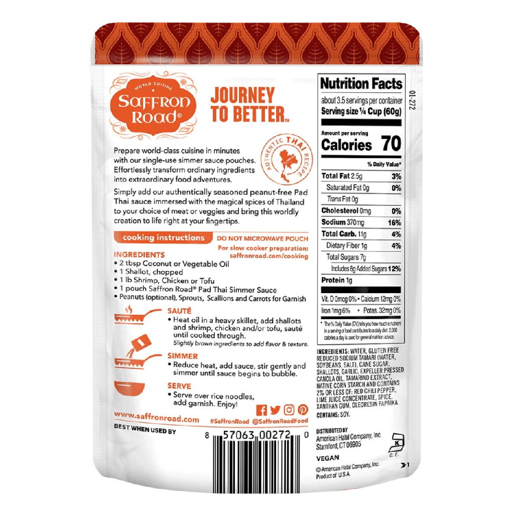 Saffron Road Pad Thai Simmer Sauce 7oz
