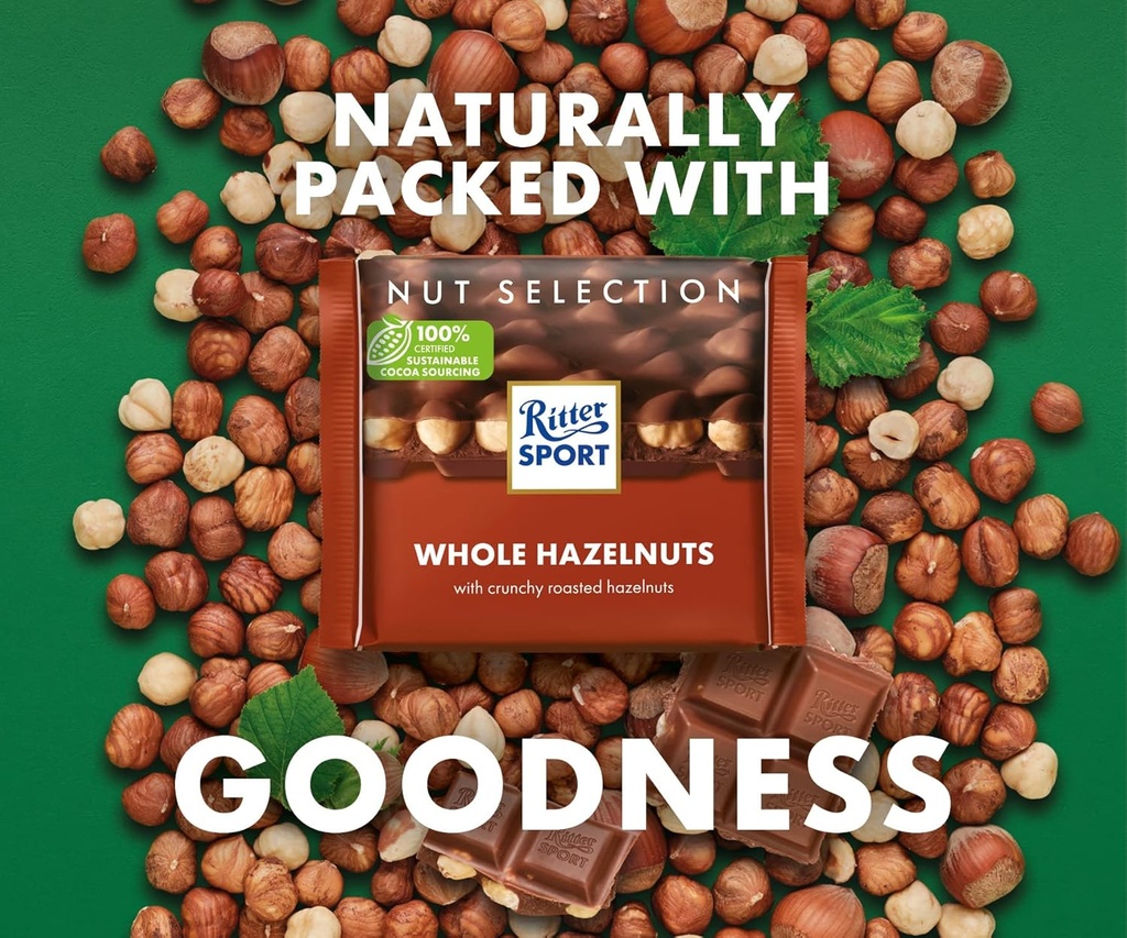 Ritter Sport Chocolate Bar Milk Chocolate With Whole Hazelnuts 3.5oz