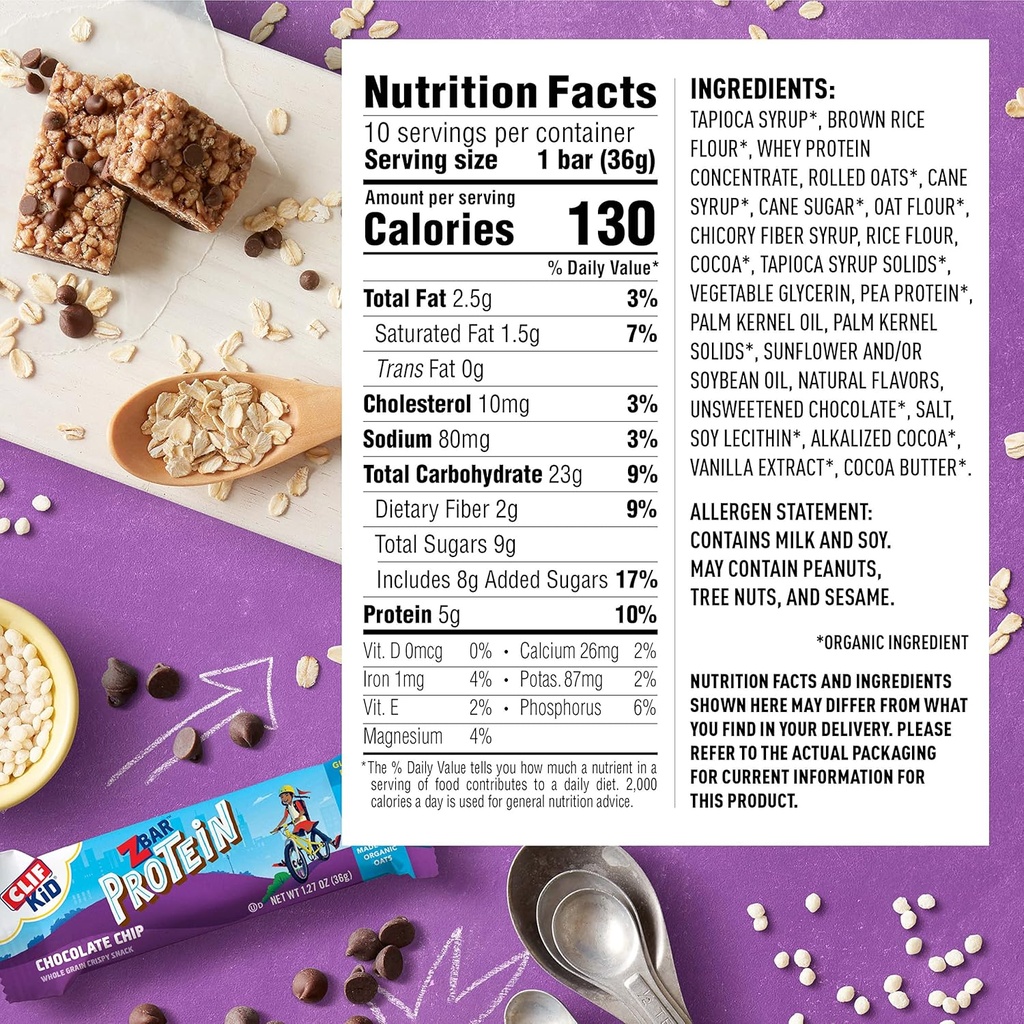 Clif Kid Organic Protein Bar Chocolate Chip 1.27oz