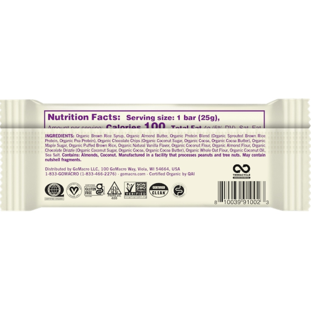 Go Macro Organic Kids Chocolate Chip Cookie Dough Bar 0.9oz
