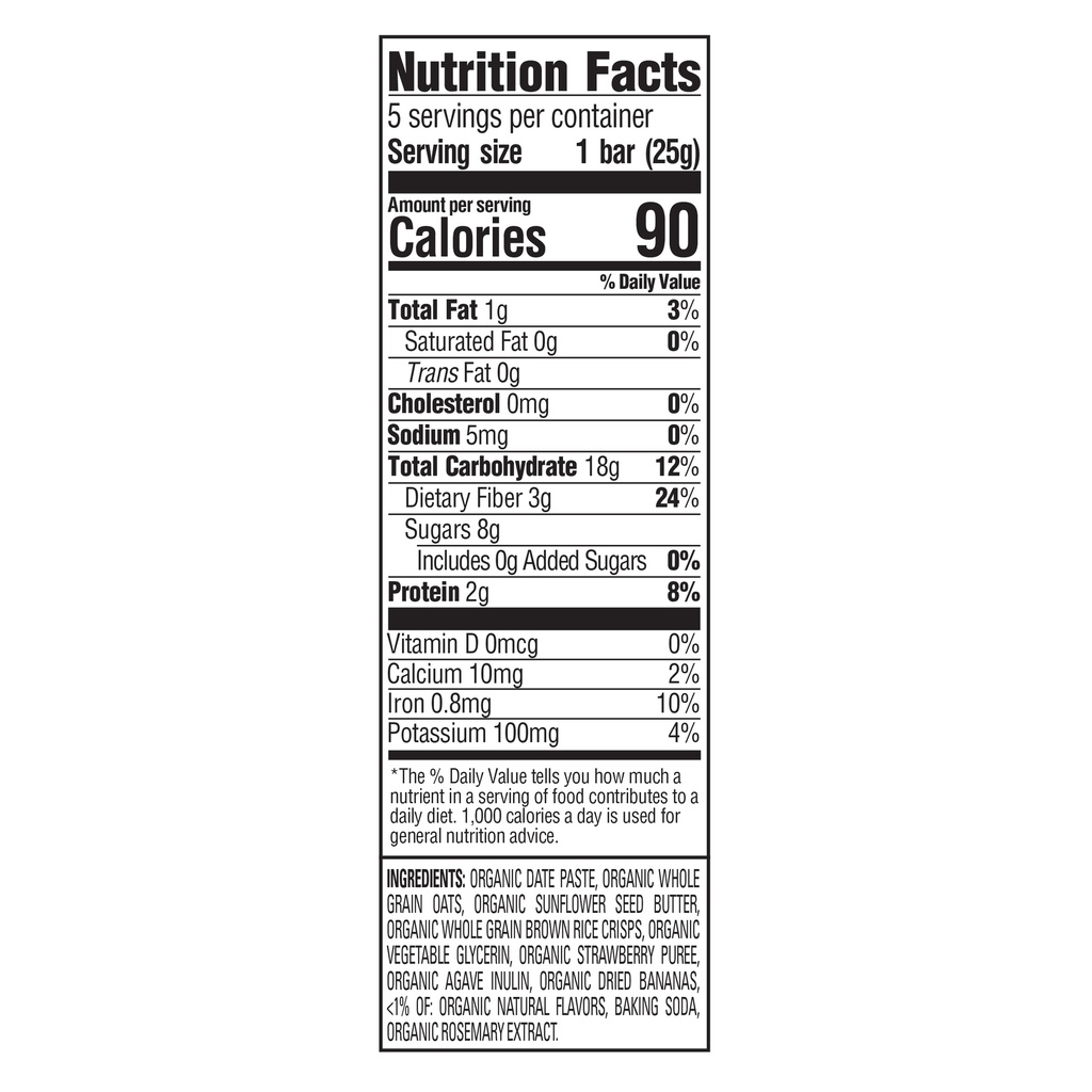 Happy Tot Organic Soft-Baked Oat Bar Bananas, Strawberries & Sunflower Butter 5 Pack 4.4oz
