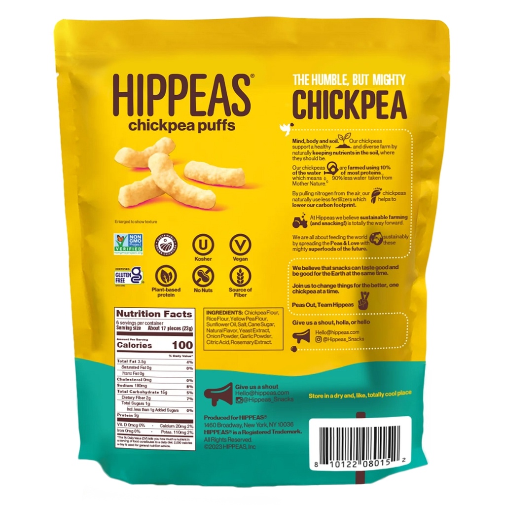 Hippeas Vegan White Cheddar Flavoured Chickpea Puffs 0.8oz