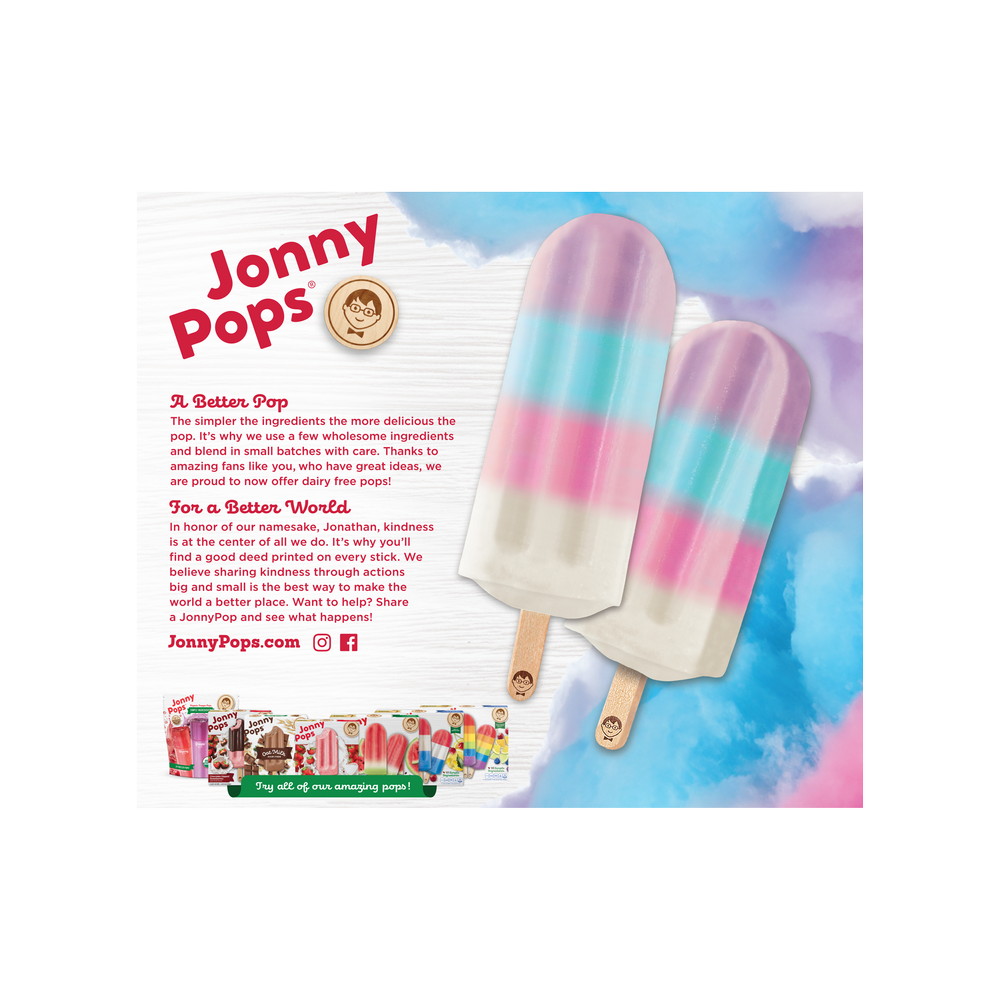 Jonny Pops Organic Cotton Candy Cloud Frozen Bars 14.8oz