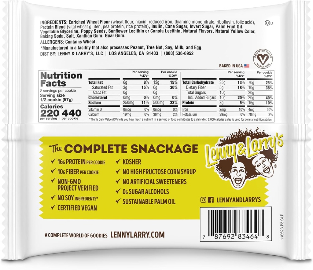 Lenny & Larry's Complete Cookie Lemon Poppy Seed 4oz