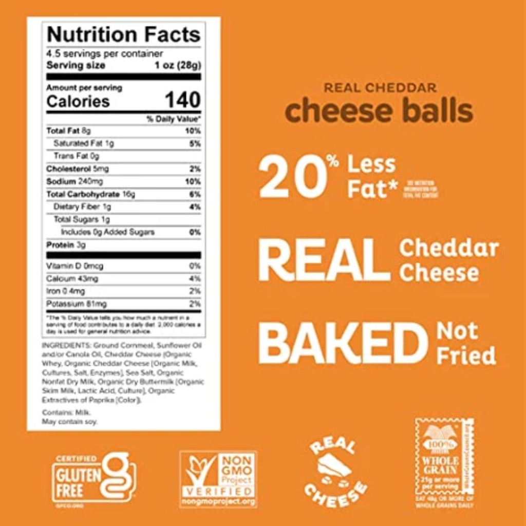 Pipcorn Cheese Balls Real Cheddar 1oz