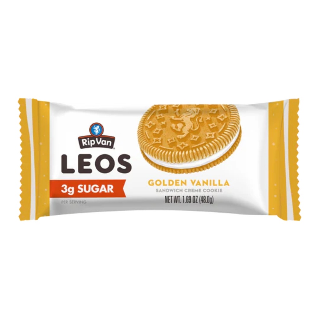 Rip Van Leos Golden Vanilla Sandwich Creme Cookies 1.69oz